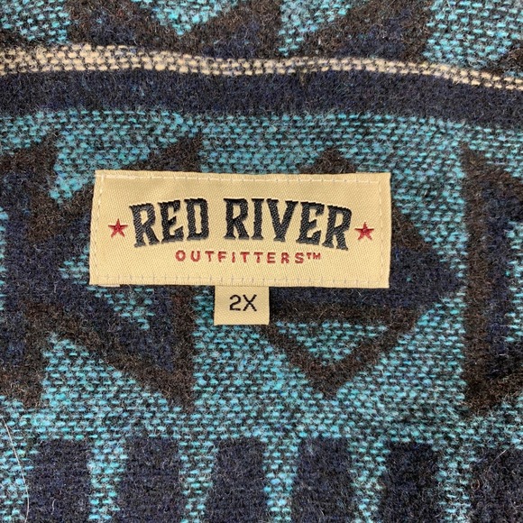 Red River Vest Womens 2X Blue Faux Suede Aztec Southwest Lined Heavyweight Zip - Picture 5 of 13